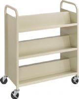 Safco 5357SA Steel Slant Double-Sided Book Cart with 6 Shelves, Sand, Powder Coat (steel) Paint/Finish, 4" Diameter Wheel/Caster Size, Steel (frame) Material, Dimensions 36"w x 18 1/2"d x 43 1/2"h (5357-SA 5357 SA 5357SA) 