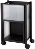 Safco 5376BL Impromptu Mobile Storage Center, Black; 50 Letter Folder Capacity; 200 lbs. Weight Capacity; Compartment Size 12'w x 11 3/4"h x 10"d (binder); Fits Letter Folder Size; Powder Coat (steel) Paint/Finish; 2 1/2" Diameter Wheel/Caster Size; Steel (frame)/Polycarbonate (side panels) Materials; GREENGUARD; Dimensions 18 3/4"w x 16"d x 26 1/2"h; Weight 24 lbs. (5376-BL 5376B 5376 BL) 