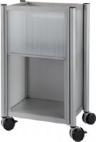 Safco 5376GR Impromptu Mobile Storage Center, Gray; 50 Letter Folder Capacity; 200 lbs. Weight Capacity; Compartment Size 12'w x 11 3/4"h x 10"d (binder); Fits Letter Folder Size; Powder Coat (steel) Paint/Finish; 2 1/2" Diameter Wheel/Caster Size; Steel (frame)/Polycarbonate (side panels) Materials; GREENGUARD; Dimensions 18 3/4"w x 16"d x 26 1/2"h; Weight 24 lbs. (5376-GR 5376G 5376 GR) 