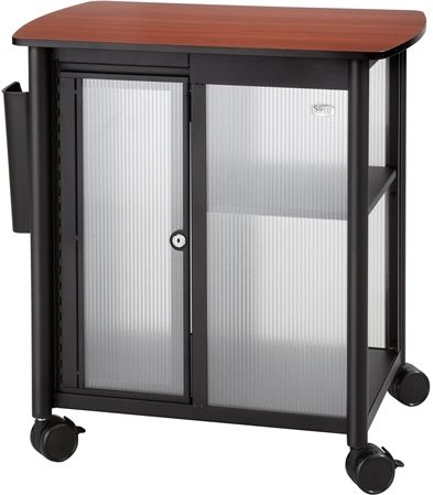 Safco 5377BL Impromptu Personal Mobile Storage Center, Black; 200 lbs. Weight Capacity; Cherry (top); Compartment Size 12