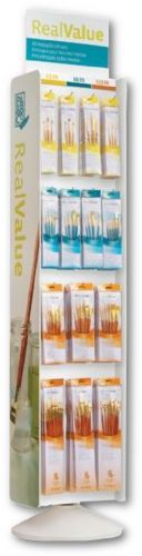 Princeton 5401SLIMD RealValue, Brush Sets Spinner Display Assortment; These brush sets offer outstanding value and the broadest range available for both professional and novice artists; Choose from an assortment of short handle and long handle sets with various brush shapes for every painting need; Tri-lingual packaging; Dimensions 16