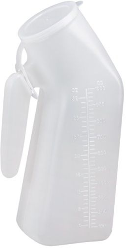 Mabis 541-5076-9750 Non-Autoclavable Male Urinal w/ Cover, 50/Case, Angled design for ease of use and easy-grip contoured handle for better control (541-5076-9750 54150769750 5415076-9750 541-50769750 541 5076 9750)