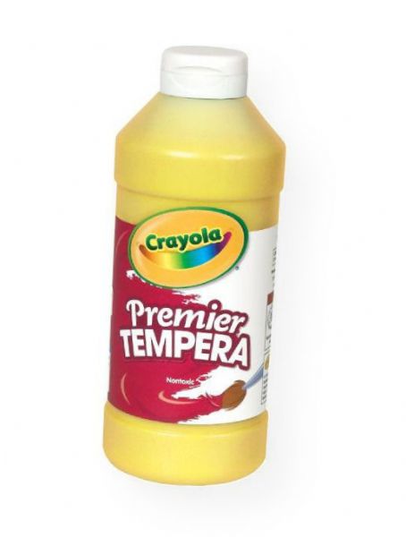 Crayola 54-1216-034 Premier Tempera Paint 16 oz Yellow; This paint features creamy consistency, smooth flow, ultimate opacity with intense hues, superior mixing, and is crack/flake resistant; 16 oz; Shipping Weight 1.31 lb; Shipping Dimension 2.75 x 2.75 x 6.94 in; UPC 071662598341 (CRAYOLA541216034 CRAYOLA-541216034 PREMIER-54-1216-034 CRAYOLA-541216034 541216034 ARTWORK PAINTING)