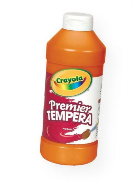 Crayola 54-1216-036 Premier Tempera Paint 16 oz Orange; This paint features creamy consistency, smooth flow, ultimate opacity with intense hues, superior mixing, and is crack/flake resistant; 16 oz; Shipping Weight 1.31 lb; Shipping Dimensions 2.75 x 2.75 x 6.94 in; UPC 071662598365 (CRAYOLA541216036 CRAYOLA-541216036 PREMIER-54-1216-036 CRAYOLA-541216036 541216036 ARTWORK PAINTING)