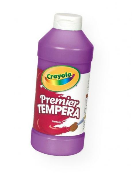 Crayola 54-1216-040 Premier Tempera Paint 16 oz Purple; This paint features creamy consistency, smooth flow, ultimate opacity with intense hues, superior mixing, and is crack/flake resistant; 16 oz; Shipping Weight 1.31 lb; Shipping Dimension 2.75 x 2.75 x 6.94 ins ; UPC 071662598402 (CRAYOLA541216040 CRAYOLA-541216040 PREMIER-54-1216-040 CRAYOLA-541216040 541216040 ARTWORK PAINTING)