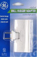 GE General Electric 54185 Polarized 3-Outlet Wall Hugger Tap Adapter, White, Swivel design holds cords close to wall, 2-Prong to Fist Most Plugs, Convert a Non-Grounded Outlet from 1 Plug to 3, Can hold up to 15 Amps or 1875 watts combined, Ideal for tight Spaces, UPC 043180566294, Packaged in Blister Pack measuring 5.5 x 3.5 x 1.25 in, 0.16 lbs (54-185 541-85) 