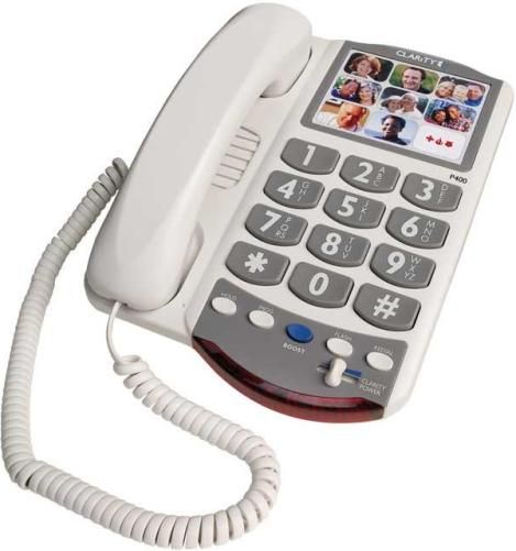 Clarity 54400.000 Model P400 Amplified Phone with PicturePerfect Dialing, Clarity Power technology, Amplifies incoming sounds up to 26 decibels, PicturePerfect Dialing allows you to program photo memory dial buttons for easier dialing, Bright visual ring indicator, Large, high-contrast keypad, Hearing aid compatible, UPC 017229123021 (54400000 54400-000 54400 000 P-400 P 400)