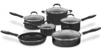 Cuisinart 55-11BK Advantage Non-Stick Aluminum 11-piece Cookware Set, Black; Best Heat Conductor; Aluminum heats quickly and cooks at an even temperature, eliminating hot spots; Resilience Non-Stick Interior; Cuisinart exclusive nonstick; Cuisinart Easy Grip Silicone Handles; Handles are designed to provide a secure and comfortable grip; UPC 086279041913 (5511BK 55 11BK) 