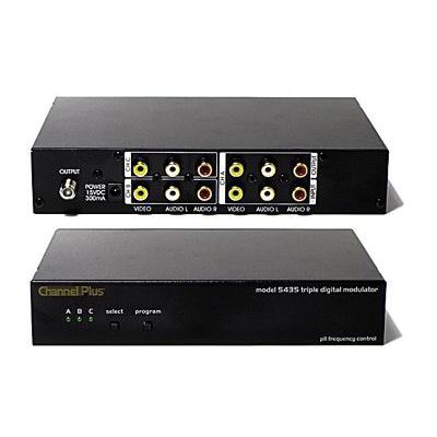 Channel Plus 5525 Dual Channel Digital Tuned A/V Modulator with I/R Control; Dual digital modulator; Set top; 2 channels of modulation; Frequency agile; Push button programming; Non-volatile memory; Integrated IR emitter jacks; Loop out capabilities; Expandable, UPC 782644008276 (ChannelPlus-5525 Channel-Plus5525 5525)