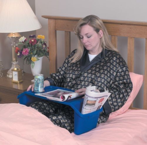 Mabis 553-4072-0000 Rigid Plastic Bed Tray, Provides a stable surface for eating, writing, or reading, Features two convenient side compartments, Easy to clean with soap and water, Constructed of durable, heavy-duty rigid plastic, Tray surface 13-1/2