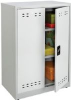 Safco 5531GR Wall Mountable 42"H Steel Storage Cabinet, Gray; Keyed Alike Lockable, 2 keys included, Powder Coat Paint/Finish, 1" Increments Shelf Adjustablity, 250 lbs. Shelf Capacity, 2 Shelves, Steel Material, Dimensions 30"w x 18"d x 42"h, Included Mounting Hardware, ANSI/BIFMA Meets Industry Standards (5531-GR 5531G 5531 GR) 