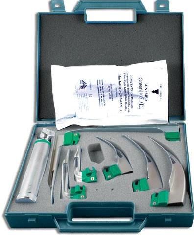 SunMed 5-5333-48 F/O Greenline /D Demo Kit; Fully Comply with ISO 7376 Green Specifications; Non-Sterile for demo purposes; Includes Miller 0, 1, 2, 3, Macintosh 2, 3, 4 and Handle Lamp (5533348 55333-48 5-533348)