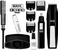 Wahl 5537-1801 Beard Trimmer with Nose Trimmer; Includes: Trimmer, Bonus Ear Nose Brow Trimmer, Blade guard, Five-position guide, 1/16" Length Guide, 1/8" Length Guide, 3/16" Length Guide, Beard/Mustache Comb, Storage base, Cleaning brush, Blade Oil and English & Spanish instructions; UPC 043917553795 (55371801 5537 1801 553-71801 55371-801) 