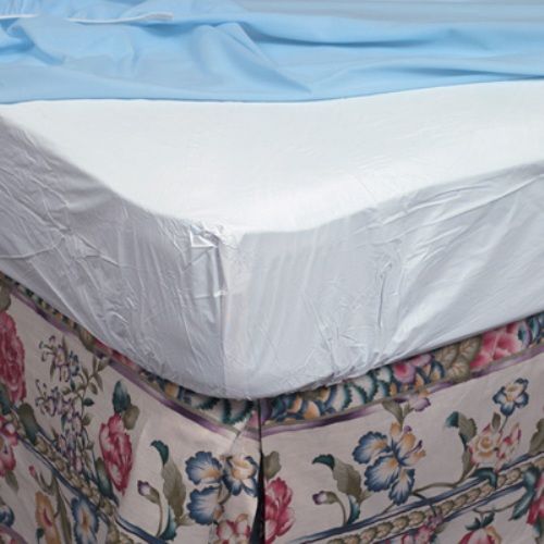 Mabis 554-8068-1950 Twin Contoured Plastic Mattress Protector for Home Beds, Protects and extends the life of the mattress, Will not crack, peel or discolor, Contoured-style slips easily over mattress, Hypoallergenic, Waterproof, Machine washable, Fits Bed Size 39