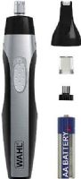 Wahl 5546-200 Deluxe Lighted Ear, Nose & Brow Trimmer; Detailing head is ideal for detailing bikini areas, sideburns, necklines, goatees and mustaches; Integrated mini-spotlight allows you to never miss a hair; Hygienic grooming: use one for nose and the other for everything else; Wet/dry for use in the shower; UPC 043917554679 (5546200 5546 200 554-6200 55462-00) 