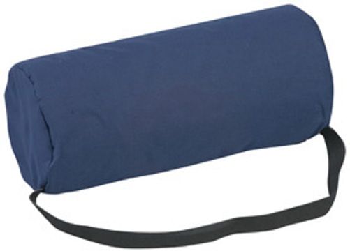Mabis 555-7912-2400 Lumbar Support - Full Roll, Provides lumbar support to help ease lower back pain and promote proper spine alignment, Firm foam construction for maximum support and comfort, Elastic strap helps hold cushion in place, Removable, machine washable navy polyester/cotton cover, Foam meets CAL #117 requirements, 10-3/4