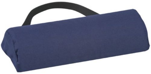 Mabis 555-7914-2400 Lumbar Support - Half Roll, Provides lumbar support to help ease lower back pain and promote proper spine alignment, Firm foam construction for maximum support and comfort, Elastic strap helps hold cushion in place, Removable, machine washable navy polyester/cotton cover, Foam meets CAL #117 requirements, 10-3/4