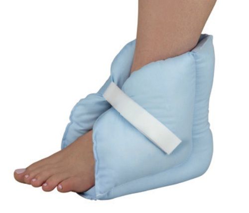 Mabis 555-8088-0100 Comfort Heel Pillow, 1 Pair, Helps prevent and heal decubitus ulcers, Resilient polyester fiberfill helps provide greater support and comfort, Adjustable hook and loop strap for a custom fit, Machine washable blue polyester/cotton self-cover, One size fits most (555-8088-0100 55580880100 5558088-0100 555-80880100 555 8088 0100)