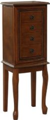 Linon 55564LTWAL-01-KD-U Grace Jewelry Armoire Light Walnut; Store and protect all of your jewelry; Finished in a light walnut, the armoire is lined in a soft black felt; Both sides open to reveal space to hang necklaces; Multiple drawers provide ample interior storage space, while the top flips open to reveal additional storage and a mirror; UPC 753793900070 (55564LTWAL01KDU 55564LTWAL-01-KDU 55564LTWAL01-KD-U 55564LTWAL-01KDU) 
