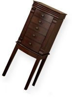 Linon 55571WAL-01-KD-U Angela Walnut Jewelry Armoire; Traditional in style and design, is a timeless addition to a bedroom, large closet or dressing area; Each side opens to reveal multiple hooks for necklaces; Multiple drawers lined in felt keep jewelry safe and protected; 150 lbs weight capacity; UPC 753793910000 (55571WAL01KDU 55571WAL-01KD-U 55571WAL-01-KDU 55571WAL01-KDU) 