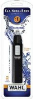 Wahl 5567-500 Ear, Nose and Brow Wet/Dry Personal Battery Trimmer; Rinses clean under running water; Compact, lightway and safe; Rotating cutting head with professional quality cutting blades, detail head and protective cap; Dimensions (HxWxD) 9.38" x 3.88" x 1.56"; Weight 0.21 pounds; UPC 043917556758 (5567500 5567 500 556-7500) 