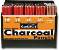 General's 5577D Charcoal Pencil Display; Made with the original formula, General’s charcoal pencils yield rich, black lines for drawings and sketches; General's unique charcoal white formula can be worked directly over black charcoal to lighten, used on colored paper stock, washed with water and brush, fixed, or erased cleanly; UPC 088354913450 (GENERALS5577D GENERALS 5577D 5577 D GENERALS-5577D 5577-D) 