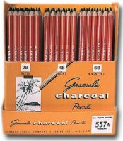 General's 557AD Charcoal Pencil Display; Excellent quality pre-sharpened charcoal pencils with smooth cedar casings; Contains 24 each: 2B, 4B, and 6B pencils; Dimensions 7.75" x 6.38" x 1.50"; Weight 1 lbs; UPC 044974557238 (GENERALS557AD GENERALS 557AD 557 AD GENERALS-557AD 557-AD) 