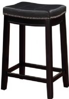 Linon 55815BLK01U Claridge Black Counter Stool; Will add stylish seating to any counter or high top table; Sturdy wood frame has a black finish accented by a black vinyl upholstered seat; Nailhead trim and accent stitching adds a patchwork design to the top for an eyecatching detail; 275 lbs weight capacity; UPC 753793935119 (55815-BLK01U 55815BLK-01U 55815-BLK-01U) 