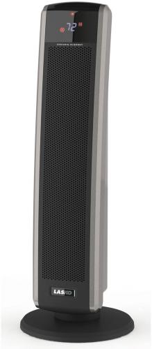 Lasko 5586 Digital Ceramic Tower Heater with Electronic Remote Control Model; Digital Ceramic Tower Heater with Electronic Remote Control Model; Electronic remote with digital display panel; Digital controls, Programmable thermostat, 8-hour timer; Elongated ceramic element and penetrating air velocity push warmth throughout the room; Built-in safety features; Widespread oscillation; 1500 watts of comforting warmth; UPC 046013764737 (5586 5586 5586)