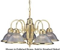 Lumina 558724 Chandelier, 24" W x 14" H, Includes 24" chain, Accepts 5-60 watt, medium base bulbs, Clear, ribbed glass shades, Brushed Nickel Finish (558-724 558 724)  