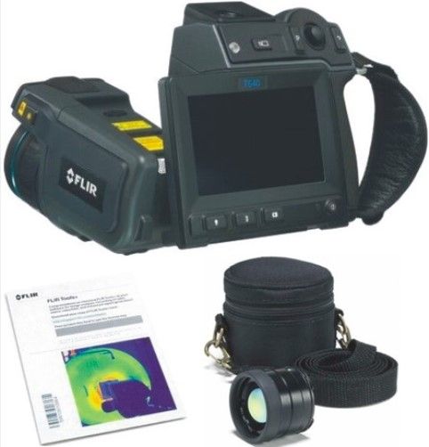 FLIR 55904-6621-KIT-45 Model T640-KIT-45 Thermal Imaging IR Camera with 25 Lens, Tools+ Scratchcard (2 Users) Software and Wide Angle Lens (45, f=10mm) with Case, Built-in touch screen 4.3 in. wide screen LCD display, IR resolution 640 x 480 pixels, Field of view (FOV) 25 x 19 (559046621KIT45 55904-6621KIT-45 559046621-KIT45 55904-6621-KIT 55904-6621 T640KIT45 T640-KIT T640)