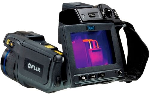 FLIR 55904-6923 Model T640-KIT-15 Thermal Imaging IR Camera with Wi-Fi, Standard 25 Lens, Optional 15 Lens w/Case and FLIR Tools+, 640x 480 IR Resolution, 30 Hz Frame Rate, 18x Continuous Digital Zoom, Field of view (FOV) 25x19, 1.0 f-number, 0.25 m (0.82 ft.) Minimum Focus Distance, Built-in 800x480 Viewfinder, UPC 845188012144 (559046923 55904 6623 T640KIT15 T640KIT-15 T640-KIT15 T640)