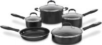 Cuisinart 55-9BK Advantage Non-Stick Aluminum Cookware 9-piece Set, Black, Aluminum heats quickly and cooks at an even temperature, eliminating hot spots; Exclusive nonstick &#64257;nish provides lasting food release, healthy cooking, and easy cleaning; Cuisinart Easy Grip Silicone Handles; Easy Cleanup; Tempered Glass Covers; UPC 086279041883 (559BK 55 9BK 55-9-BK 559-BK 559) 