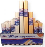 Alvin 55-DISP Lightweight Tracing Paper Roll Display; Exceptional qualities for detail or rough sketch work; Accepts pencil, ink, charcoal, as well as felt tip markers without bleed through; High transparency permits several overlays while retaining legibility; UPC 88354814450 (55DISP 55-DISP ALVIN55DISP ALVIN-55DISP ALVIN-55-DISP) 