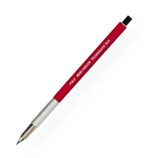 Koh-I-Noor 5611C Technigraphic Lead Holder with Clip; Features a classic red barrel and knurled metal finger grip; Takes a wide range of lead diameters; Assorted color-coded push buttons for lead degree identification; Shipping Weight 0.03 lb; Shipping Dimensions 6.00 x 0.25 x 0.25 in; UPC 014173278692 (KOHINOOR5611C KOHINOOR-5611C TECHNIGRAPHIC-5611C OFFICE DRAWING)