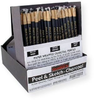 General's Peel & Sketch 5634D Paper Wrapped Charcoal Pencil Display; Contents 72 assorted charcoal pencils; This black, velvety smooth charcoal is convenient for quick sketching and drawing.; There is no need to sharpen with traditional sharpening methods;  UPC 88354163701 (5634D 5634-D 5-634D GENERALS5634D GENERALS5634-D GENERALS-5634-D) 