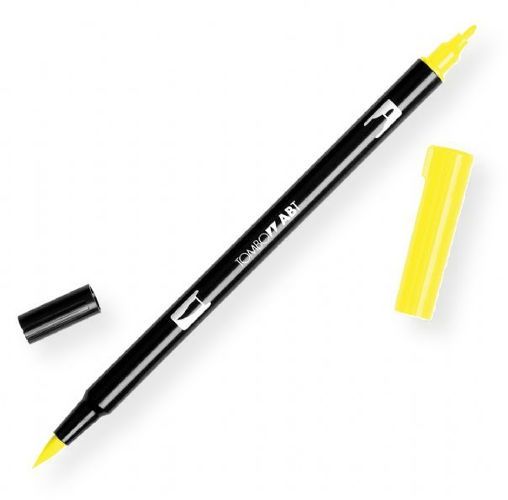 Tombow 56505 Dual Brush Process Yellow ABT Pen; Two tips, a versatile, flexible nylon brush tip and a fine tip for smooth lines, with a single ink reservoir insuring exact color match; Acid free and odorless; Tips self clean after blending; Preferred by professionals; Water based ink is blendable; UPC 085014565059 (56505 ABT-56505 PEN-56505 ABT56505 TOMBOW56505 TOMBOW-56505)