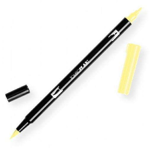 Tombow 56510 Dual Brush Baby Yellow ABT Pen; Two tips, a versatile, flexible nylon brush tip and a fine tip for smooth lines, with a single ink reservoir insuring exact color match; Acid free and odorless; Tips self clean after blending; Preferred by professionals; Water based ink is blendable; UPC 085014565103 (56510 ABT-56510 PEN-56510 ABT56510 TOMBOW56510 TOMBOW-56510)