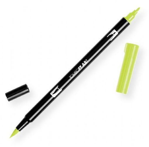 Tombow 56514 Dual Brush Chartreuse ABT Pen; Two tips, a versatile, flexible nylon brush tip and a fine tip for smooth lines, with a single ink reservoir insuring exact color match; Acid free and odorless; Tips self clean after blending; Preferred by professionals; Water based ink is blendable; UPC 085014565141 (56514 ABT-56514 PEN-56514 ABT56514 TOMBOW56514 TOMBOW-56514)