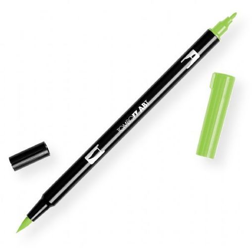 Tombow 56518 Dual Brush Willow Green ABT Pen; Two tips, a versatile, flexible nylon brush tip and a fine tip for smooth lines, with a single ink reservoir insuring exact color match; Acid free and odorless; Tips self clean after blending; Preferred by professionals; Water based ink is blendable; UPC 085014565189 (56518 ABT-56518 PEN-56518 ABT56518 TOMBOW56518 TOMBOW-56518)