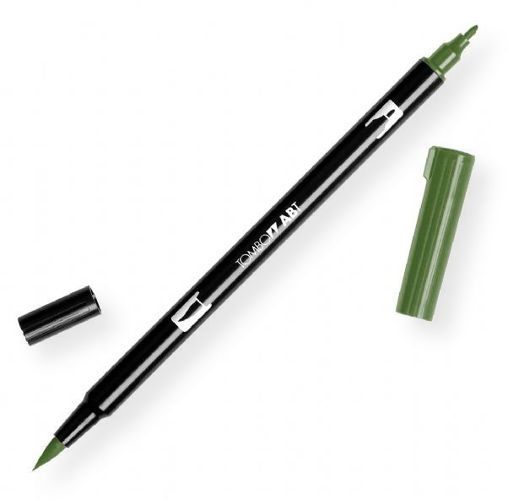 Tombow 56519 Dual Brush Dark Jade ABT Pen; Two tips, a versatile, flexible nylon brush tip and a fine tip for smooth lines, with a single ink reservoir insuring exact color match; Acid free and odorless; Tips self clean after blending; Preferred by professionals; Water based ink is blendable; UPC 085014565196 (56519 ABT-56519 PEN-56519 ABT56519 TOMBOW56519 TOMBOW-56519)