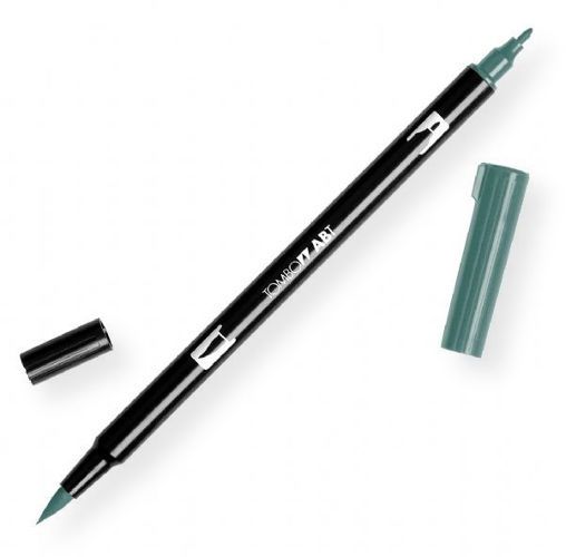 Tombow 56523 Dual Brush Gray Green ABT Pen; Two tips, a versatile, flexible nylon brush tip and a fine tip for smooth lines, with a single ink reservoir insuring exact color match; Acid free and odorless; Tips self clean after blending; Preferred by professionals; Water based ink is blendable; UPC 085014565233 (56523 ABT-56523 PEN-56523 ABT56523 TOMBOW56523 TOMBOW-56523)