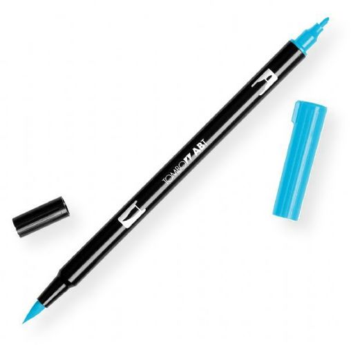 Tombow 56549 Dual Brush Turquoise ABT Pen; Two tips, a versatile, flexible nylon brush tip and a fine tip for smooth lines, with a single ink reservoir insuring exact color match; Acid free and odorless; Tips self clean after blending; Preferred by professionals; Water based ink is blendable; UPC 085014565493 (56549 ABT-56549 PEN-56549 ABT56549 TOMBOW56549 TOMBOW-56549)