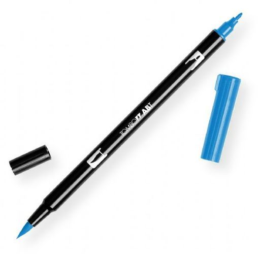 Tombow 56553 Dual Brush Cyan ABT Pen; Two tips, a versatile, flexible nylon brush tip and a fine tip for smooth lines, with a single ink reservoir insuring exact color match; Acid free and odorless; Tips self clean after blending; Preferred by professionals; Water based ink is blendable; UPC 085014565530 (56553 ABT-56553 PEN-56553 ABT56553 TOMBOW56553 TOMBOW-56553)