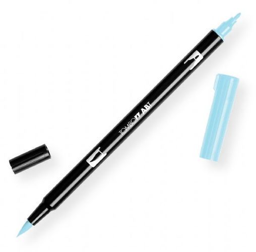 Tombow 56554 Dual Brush Glacier Blue ABT Pen; Two tips, a versatile, flexible nylon brush tip and a fine tip for smooth lines, with a single ink reservoir insuring exact color match; Acid free and odorless; Tips self clean after blending; Preferred by professionals; Water based ink is blendable; UPC 085014565547 (56554 ABT-56554 PEN-56554 ABT56554 TOMBOW56554 TOMBOW-56554)