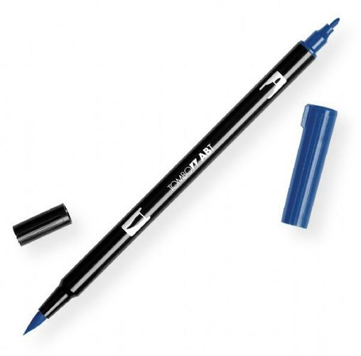 Tombow 56559 Dual Brush Navy Blue ABT Pen; Two tips, a versatile, flexible nylon brush tip and a fine tip for smooth lines, with a single ink reservoir insuring exact color match; Acid free and odorless; Tips self clean after blending; Preferred by professionals; Water based ink is blendable; UPC 085014565592 (56559 ABT-56559 PEN-56559 ABT56559 TOMBOW56559 TOMBOW-56559)