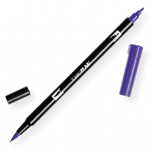 Tombow 56568 Dual Brush Violet ABT Pen; Two tips, a versatile, flexible nylon brush tip and a fine tip for smooth lines, with a single ink reservoir insuring exact color match; Acid free and odorless; Tips self clean after blending; Preferred by professionals; Water based ink is blendable; UPC 085014565684 (56568 ABT-56568 PEN-56568 ABT56568 TOMBOW56568 TOMBOW-56568)