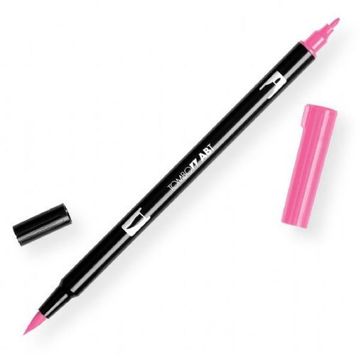 Tombow 56583 Dual Brush Hot Pink ABT Pen; Two tips, a versatile, flexible nylon brush tip and a fine tip for smooth lines, with a single ink reservoir insuring exact color match; Acid free and odorless; Tips self clean after blending; Preferred by professionals; Water based ink is blendable; UPC 085014565837 (56583 ABT-56583 PEN-56583 ABT56583 TOMBOW56583 TOMBOW-56583)