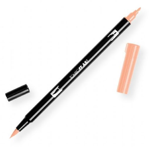 Tombow 56601 Dual Brush Coral ABT Pen; Two tips, a versatile, flexible nylon brush tip and a fine tip for smooth lines, with a single ink reservoir insuring exact color match; Acid free and odorless; Tips self clean after blending; Preferred by professionals; Water based ink is blendable; UPC 085014566018 (56601 ABT-56601 PEN-56601 ABT56601 TOMBOW56601 TOMBOW-56601)