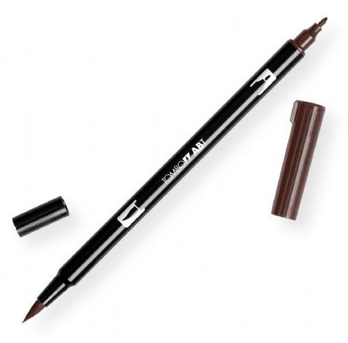 Tombow 56602 Dual Brush Brown ABT Pen; Two tips, a versatile, flexible nylon brush tip and a fine tip for smooth lines, with a single ink reservoir insuring exact color match; Acid free and odorless; Tips self clean after blending; Preferred by professionals; Water based ink is blendable; UPC 085014566025 (56602 ABT-56602 PEN-56602 ABT56602 TOMBOW56602 TOMBOW-56602)